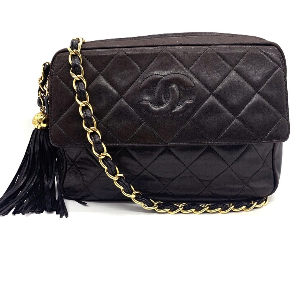 Chanel Matelassé Lambskin Chain Shoulder Bag, Dark Brown